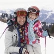 father and daughter ski