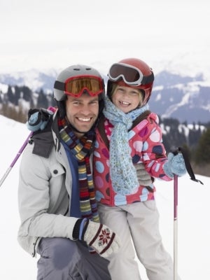 father and daughter ski